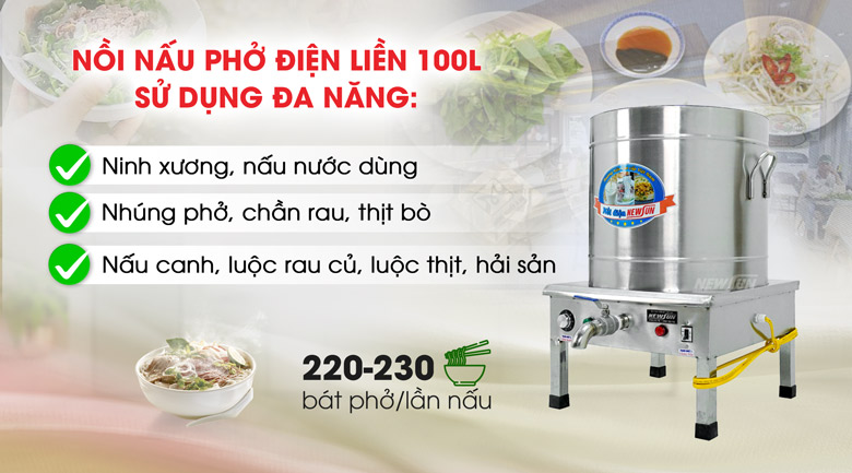 Ứng dụng của nồi nấu phở Việt Nam 100 lít (điện liền)