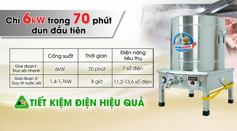 Nồi nấu phở Việt Nam 100 lít điện liền tiết kiệm điện