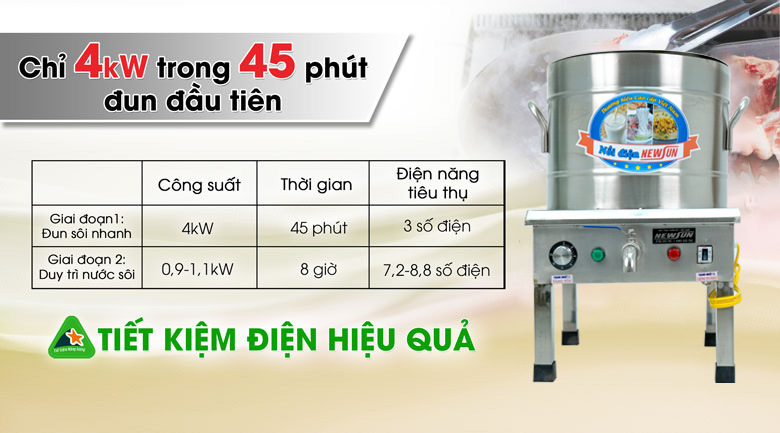 Nồi nấu phở Việt Nam 50 lít điện liền tiết kiệm điện