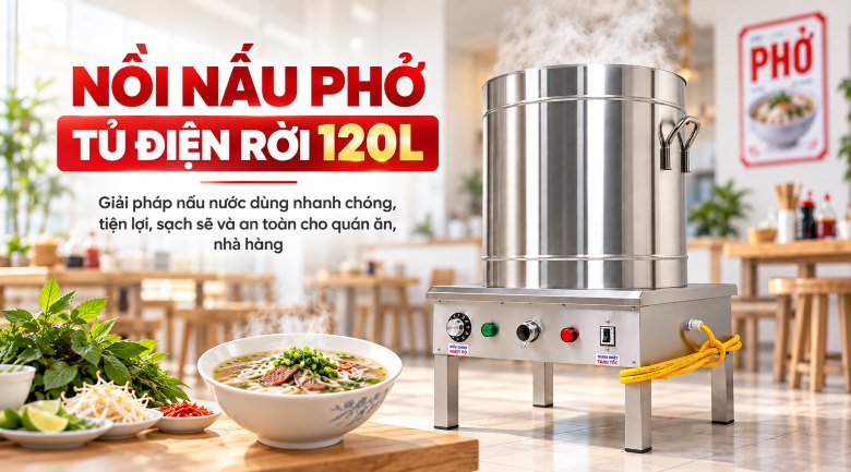 Nồi nấu phở Việt Nam 120 lít (điện liền) Nồi nấu phở Việt Nam 120 lít (điện liền)