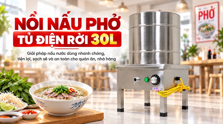 Nồi nấu phở Việt Nam 30 lít (điện liền)