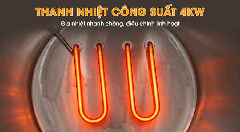 Đun sôi nước dùng nhanh chóng với 2 thanh nhiệt 4kW