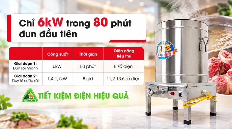 Nồi nấu phở Việt Nam 120 lít (điện liền) Nồi đun nhanh nhưng tiết kiệm điện