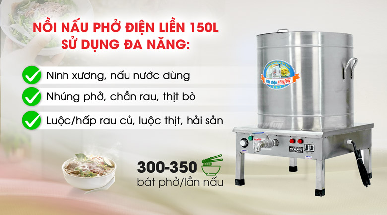 Ứng dụng của nồi nấu phở Việt Nam 150 lít (điện liền)