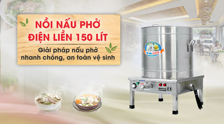 Nồi nấu phở Việt Nam 150 lít (điện liền) NEWSUN