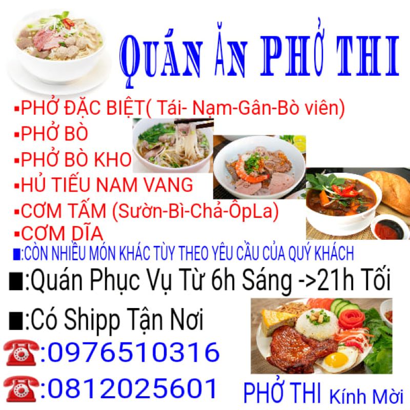 Menu Phở Thi