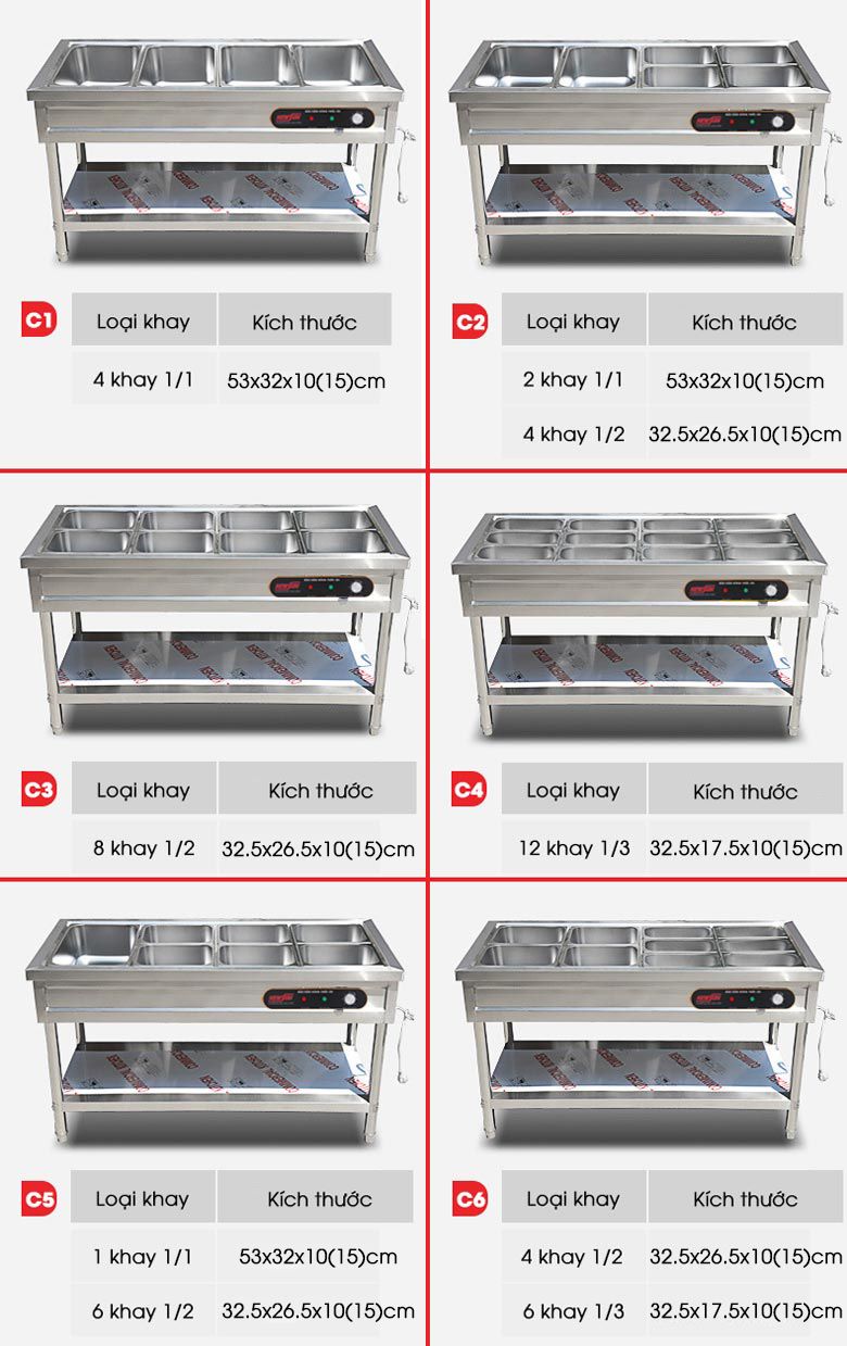 Các cách sắp xếp khay đựng của tủ giữ nóng có BHN-CC 