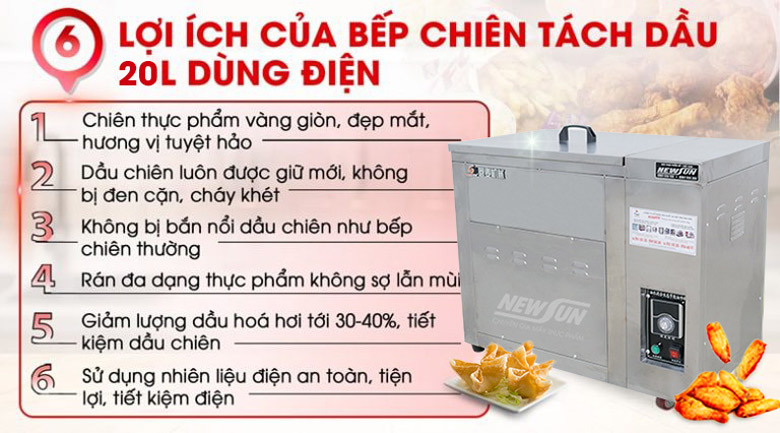 Lợi ích khi sử dụng bếp chiên tách dầu 17L dùng điện 