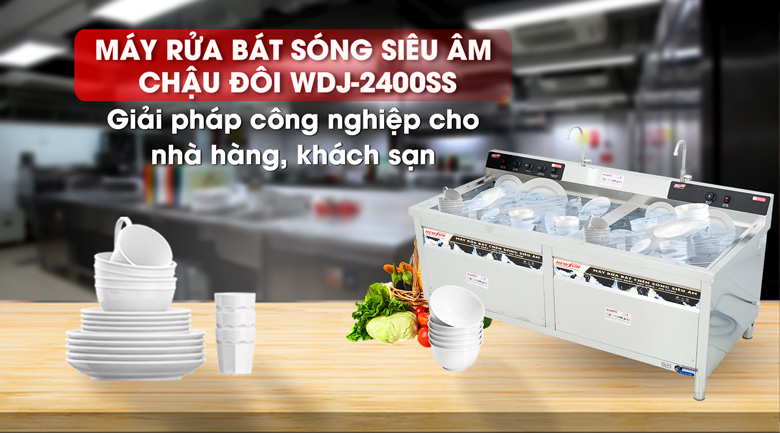 Máy rửa bát chén siêu âm chậu đôi WDJ-2400SS 