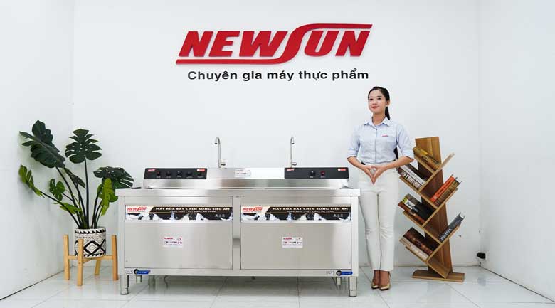 Thực tế máy rửa bát chén siêu âm chậu đôi NEWSUN 