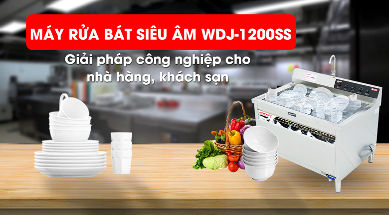 Máy rửa bát sóng siêu âm WDJ-1200SS phù hợp với nhà hàng, khách sạn