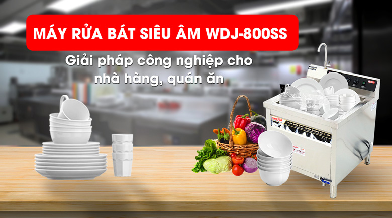 Máy rửa bát chén siêu âm chậu đơn WDJ-800SS cho nhà hàng, quán ăn 