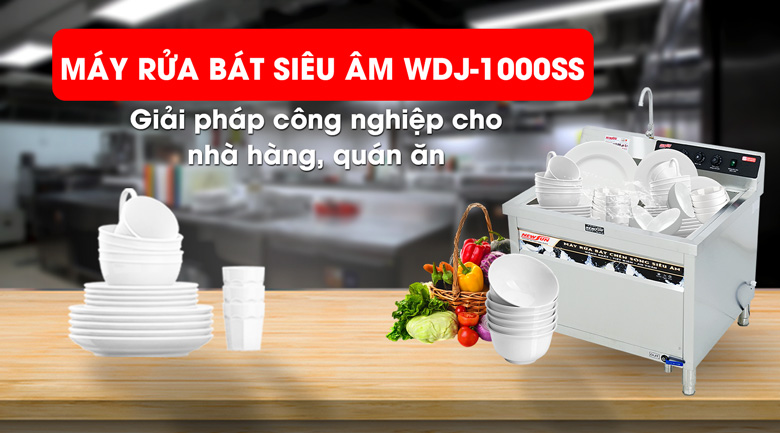 Máy rửa bát chén siêu âm chậu đơn WDJ-1000SS cho nhà hàng, quán ăn 