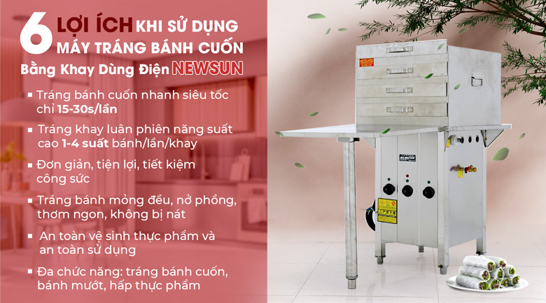 Lợi ích khi dùng máy tráng bánh cuốn MTBC-BK/KV/40x45CM/Đ