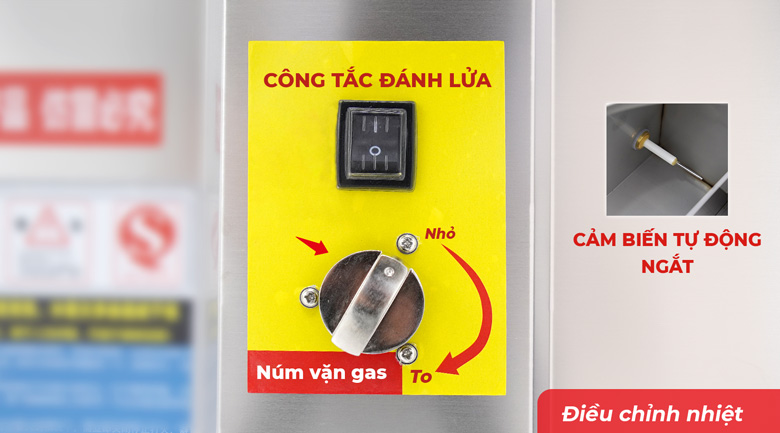 Điều chỉnh núm vặn gas và cảm biến tự ngắt