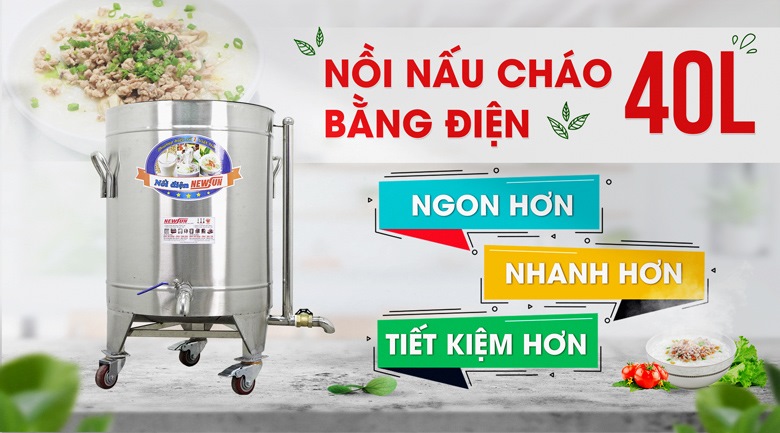 Nồi điện nấu cháo công nghiệp 40l NCTĐ40L hiện đại và cao cấp