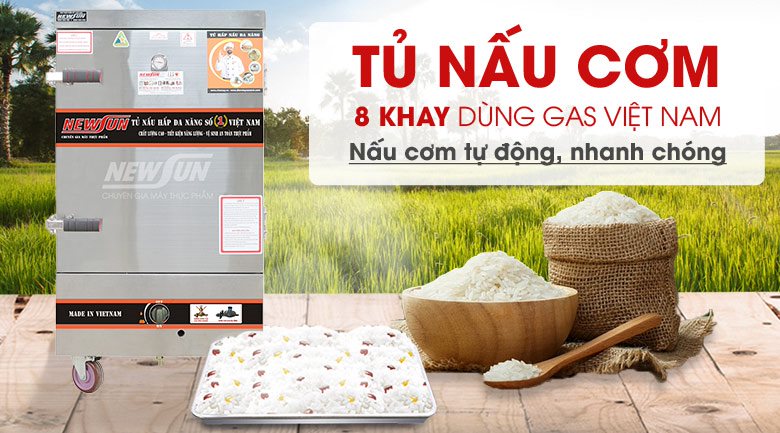 Tủ cơm gas 8 khay THVNG8K304 NEWSUN