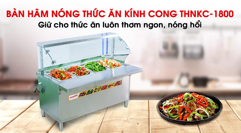 Tủ hâm nóng đồ ăn kính cong KC-1800 – Giải pháp giữ nóng thức ăn hiệu quả hàng đầu 