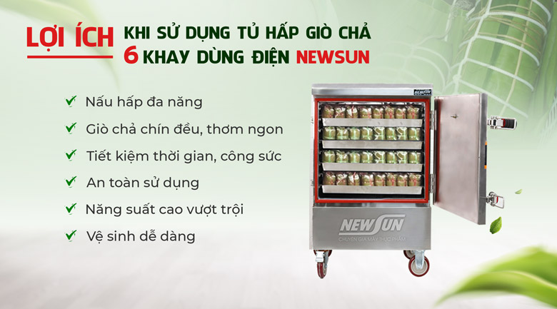 Lợi ích tủ hấp giò chả 6 khay THVNĐ6K304