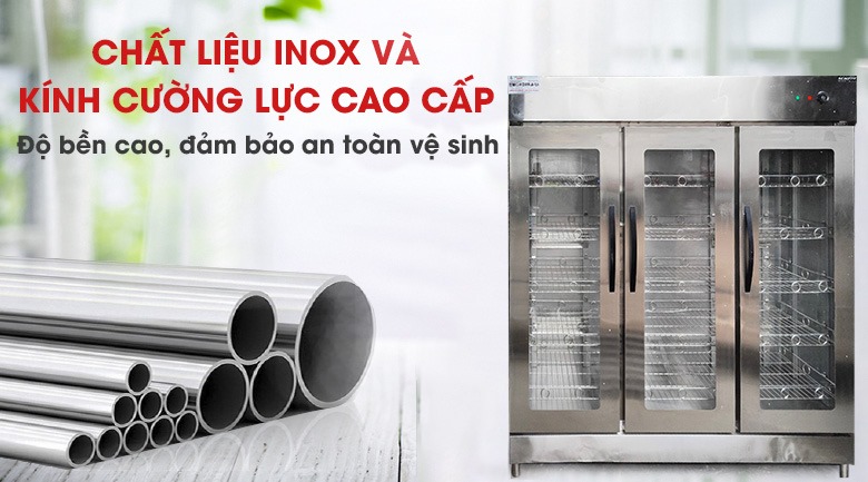 Chất liệu inox và kính cường lực cao cấp 