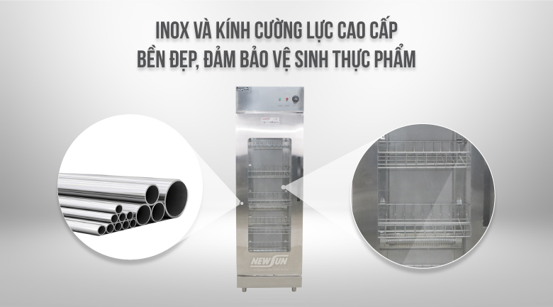 Chất liệu inox và kính cường lực cao cấp 