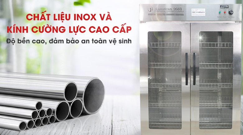 Chất liệu inox và kính cường lực cao cấp 