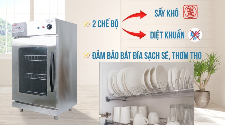 Tủ sấy khô bát đĩa kết hợp khử mùi, diệt khuẩn 