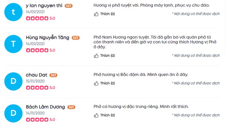 Hình ảnh khách hàng đánh giá về quán phở Nam Hương 2