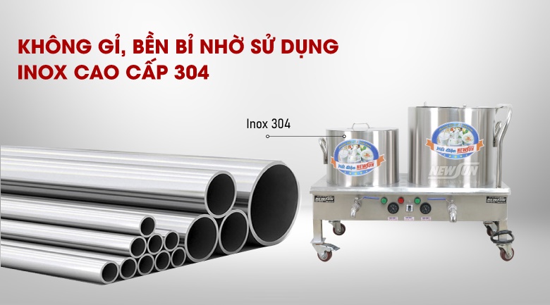 Chất liệu inox cao cấp, đảm bảo an toàn vệ sinh thực phẩm