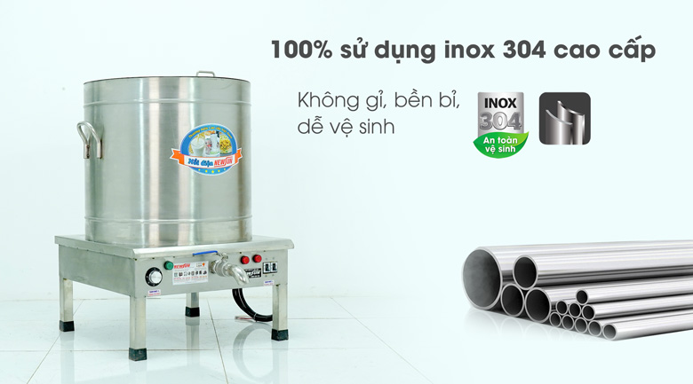 Chất liệu inox 304 cao cấp, bền bỉ và an toàn thực phẩm