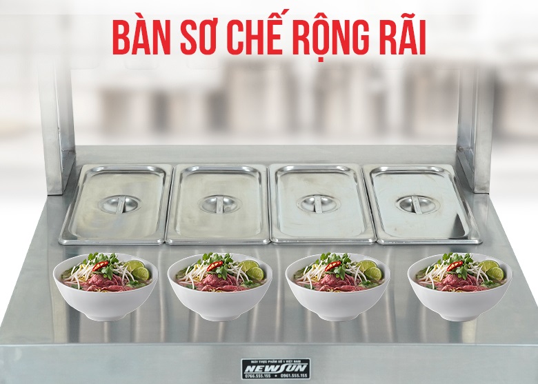 Mặt bàn sơ chế rộng, ngăn chứa đồ tiện lợi