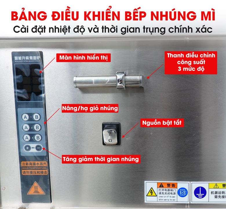 Bộ nồi nấu phở đôi và máy nhúng phở tự động JZML-3G-H30-30 Bảng điều khiển của bếp nhúng được thiết kế độc lập