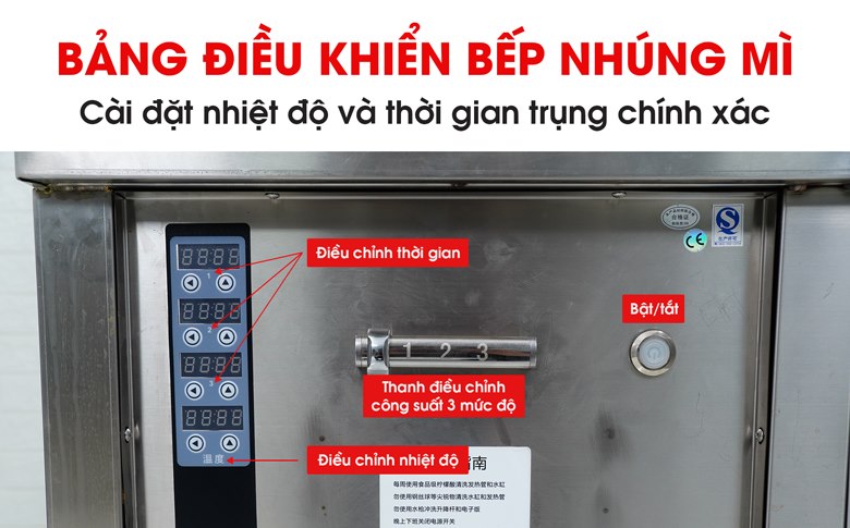 Bếp trụng mì phở tự động 3 giỏ kèm nồi nước dùng và khay gia vị NS-DB-3-503 Bảng điều khiển riêng