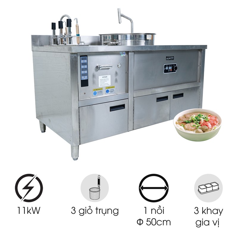 Bếp trụng mì phở tự động 3 giỏ kèm nồi nước dùng và khay gia vị NS-DB-3-503 bep trung mi pho nang ha 3 gio tich hop noi nuoc dung va khay gia vi ns db 3 503 ava