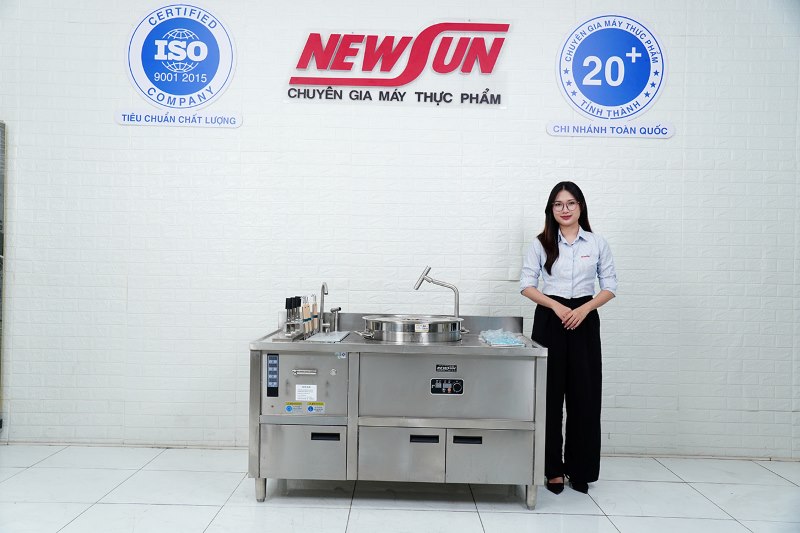 Bếp trụng mì phở tự động 3 giỏ kèm nồi nước dùng và khay gia vị NS-DB-3-503 Hình ảnh thực tế