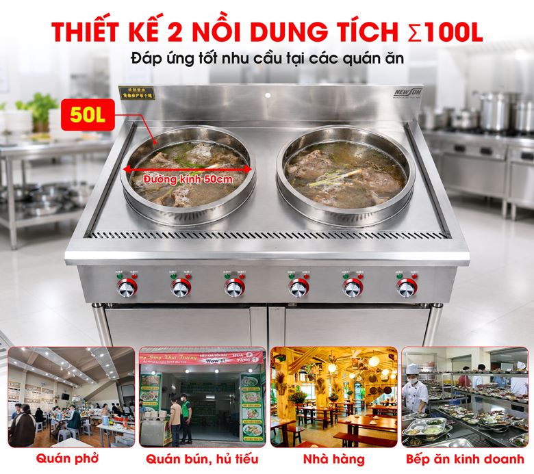 Bộ nồi nấu phở âm bàn 100L CY450 (2 nồi) 2 nồi nước dùng 50 lít