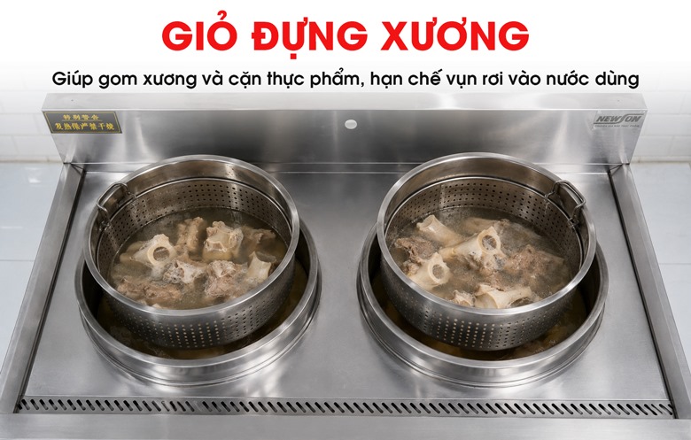 Bộ nồi nấu phở âm bàn 100L CY450 (2 nồi) Giỏ đựng xương có tay cầm bên trong