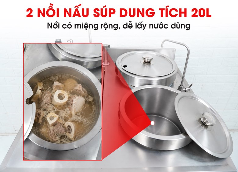 Bộ nồi nấu phở đôi và máy nhúng phở tự động JZML-3G-H30-30 Hai nồi nấu phở dung tích 20 lít hoạt động độc lập