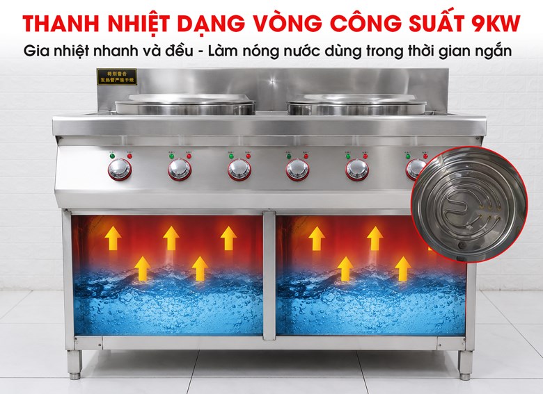 Bộ nồi nấu phở âm bàn 100L CY450 (2 nồi) Thanh nhiệt điện công suất 9kW gia nhiệt nhanh