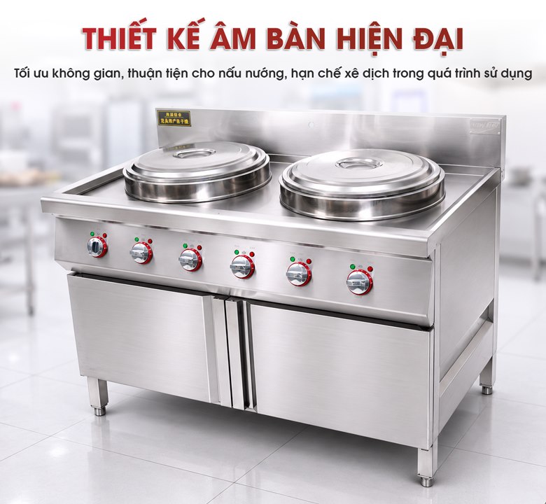 Bộ nồi nấu phở âm bàn 100L CY450 (2 nồi) Thiết kế âm bàn hiện đại, tiết kiệm không gian
