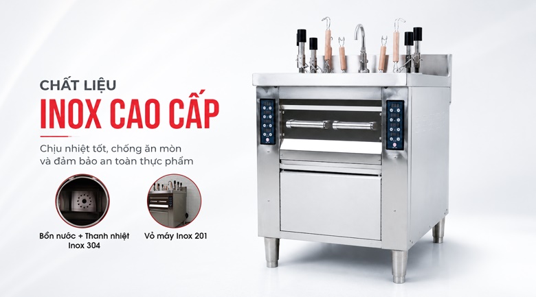 Bếp trụng nhúng mì phở tự động 6 giỏ 14cm TB-BTNMP-6CA Chất liệu inox cao cấp, phù hợp môi trường bếp công nghiệp