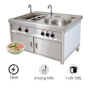 Bếp nấu phở 100L + 6 họng trần bánh