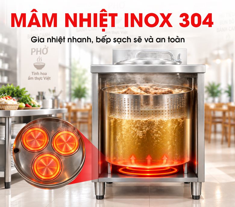 Mâm nhiệt inox 304 giúp gia nhiệt nhanh